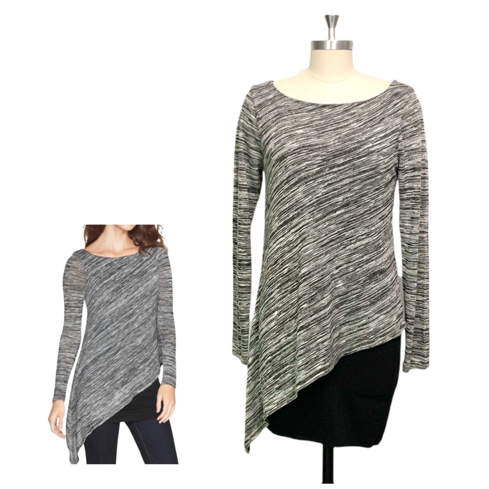 White House Black Market Asymmetrical Layered Long Sleeve Top Shirt Size Small